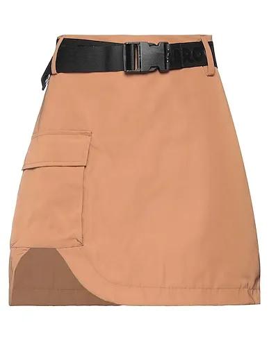 Camel Techno fabric Mini skirt