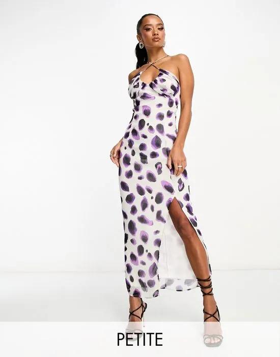 cami maxi dress in blurred purple spot print