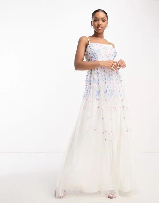 cami maxi dress with spot embroidery in ivory