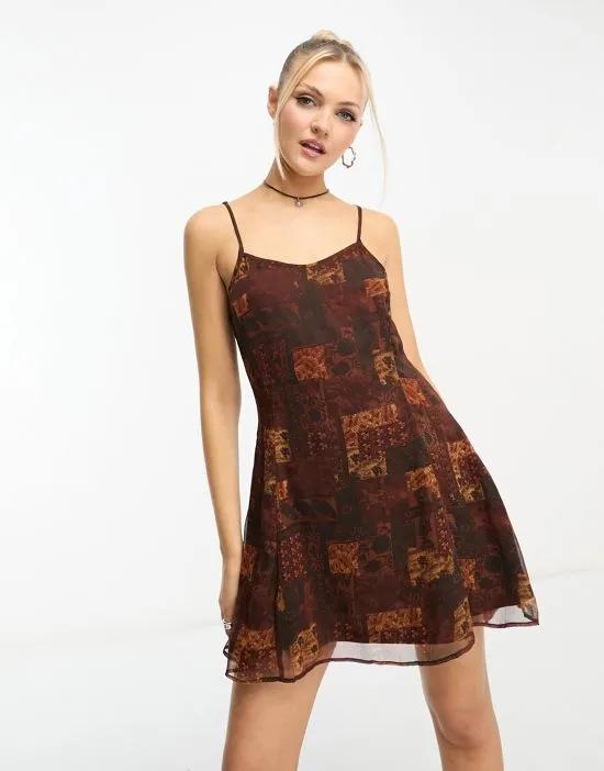 cami mini dress in retro patchwork