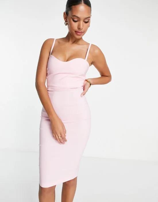 cami strap body-conscious dress in blush pink