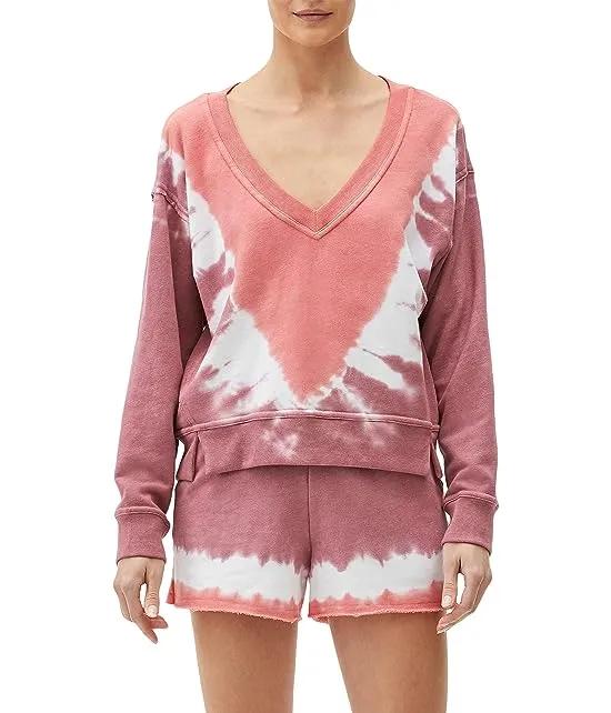 Camila Canyon Wash V-Neck Crop Sweatshirt in Hermosa French Terry