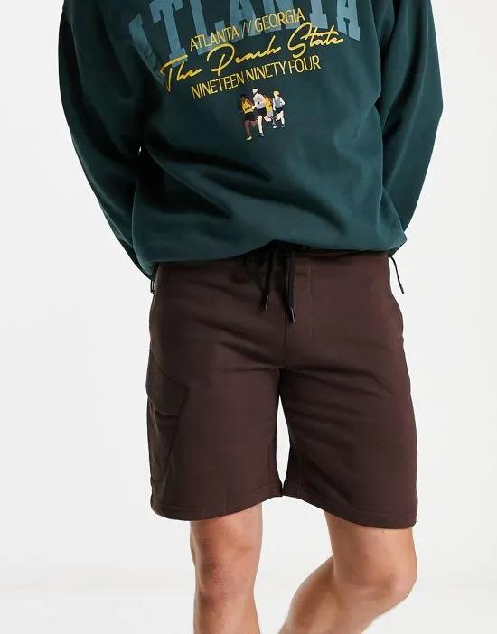 cargo jersey shorts in brown