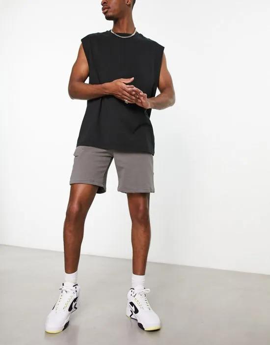 cargo jersey shorts in charcoal