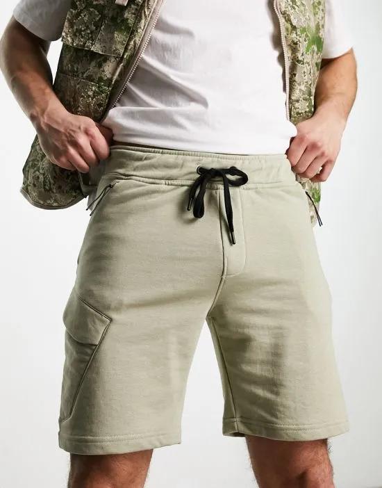 Cargo Jersey Shorts In Khaki