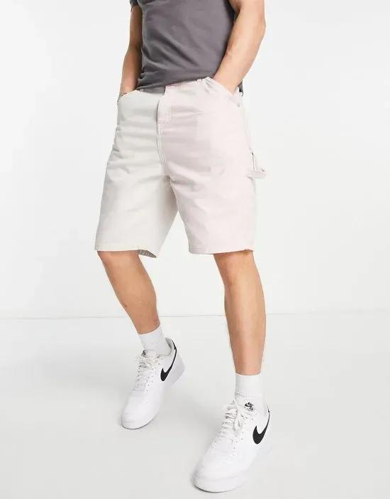 carpenter denim shorts in pink