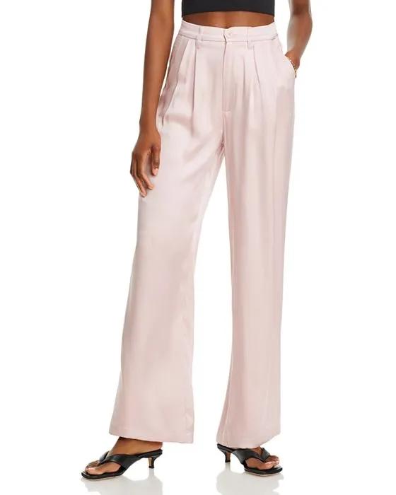 Carrie Silk Pleated Wide Leg Pants