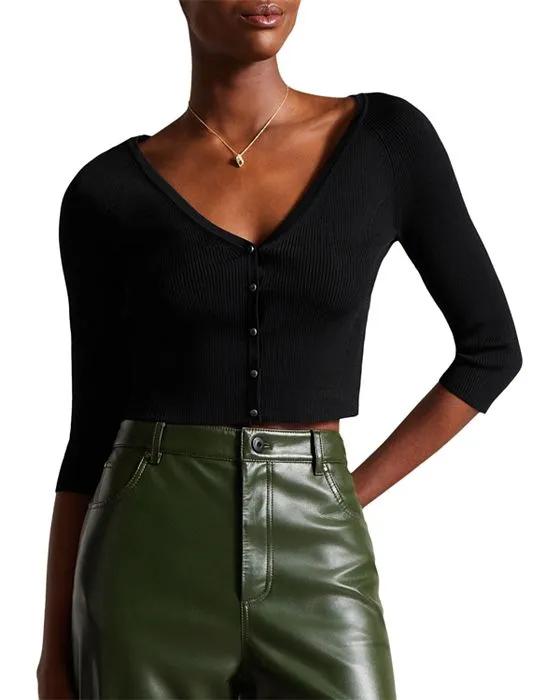 Casela V Neck Cropped Cardigan