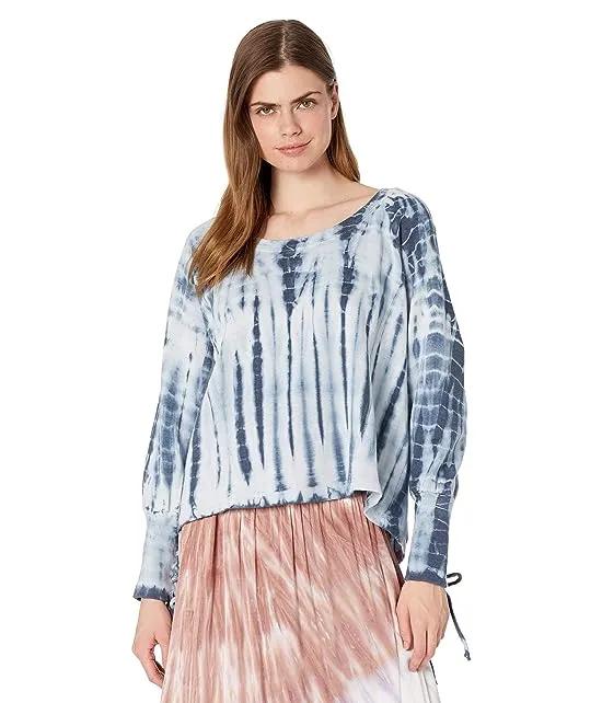 Cashmere Fleece Lace-Up Blouson Sleeve Raglan Pullover