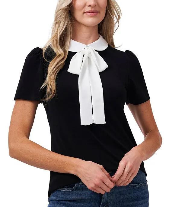 CeCe Collared Bow Top