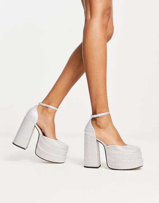 Charlize double platform shoes in crystal