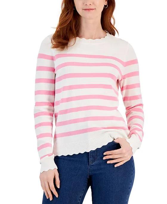 Charter Club Women's Scalloped Edge Sweater, Created for Macy's 