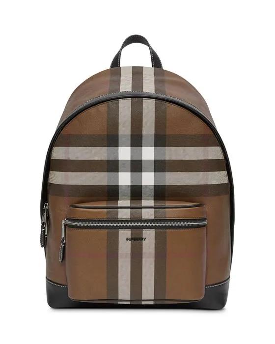 Check & Leather Backpack