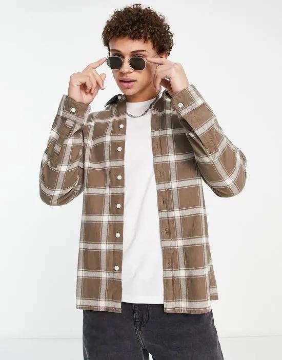 check overshirt in dark brown