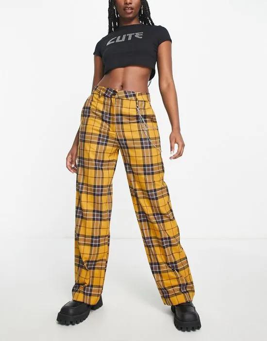 check slim pants in yellow