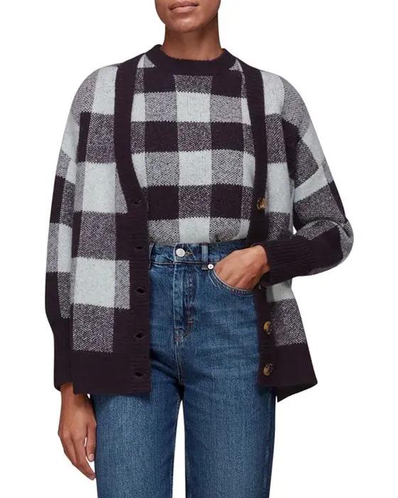 Checked Cardigan Sweater