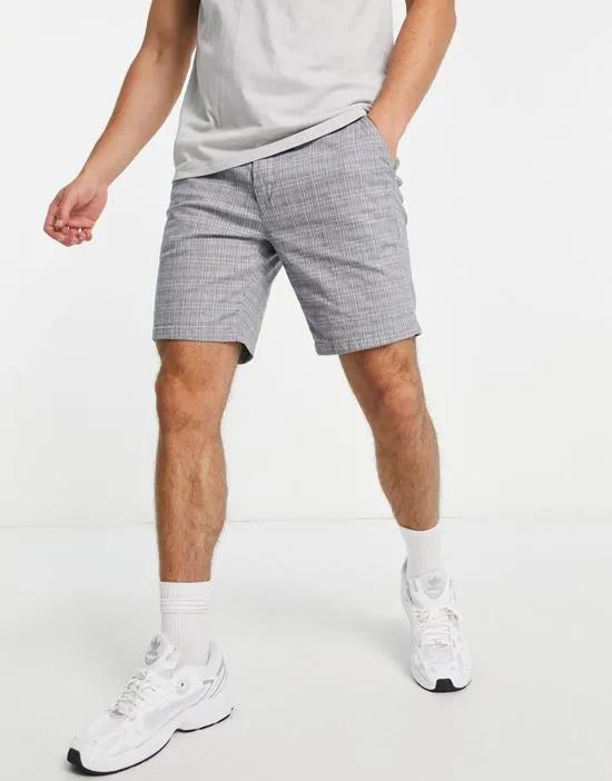 checked chino shorts in gray