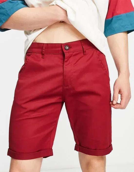 chino shorts in burgundy