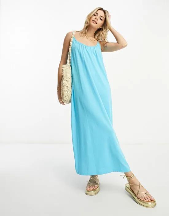 chuck on cami maxi dress in blue