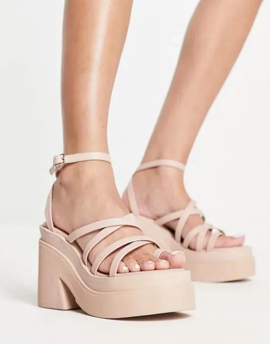 chunky sandals in pink drench PU - PINK