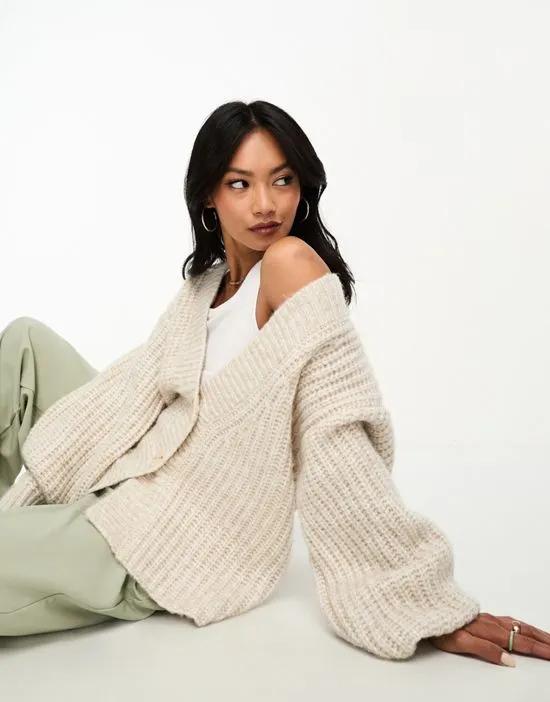 chunky stitch cardigan in cream