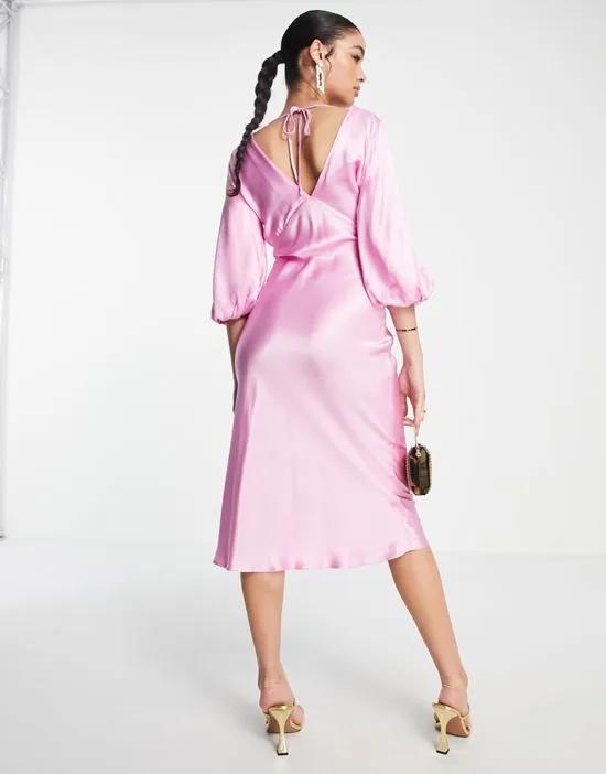 Ciara v neck dress in pink