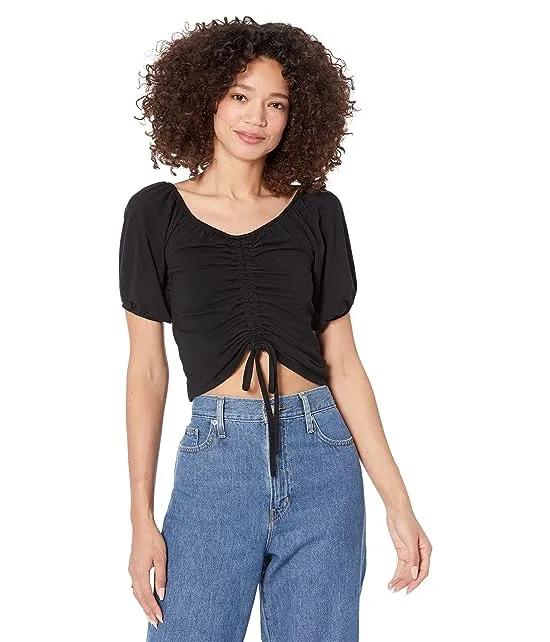 Cinched Front Crop Top in Draped Modal Jersey