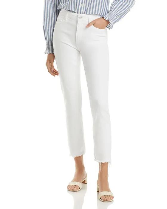 Cindy High Rise Ankle Straight Jeans in White Noise