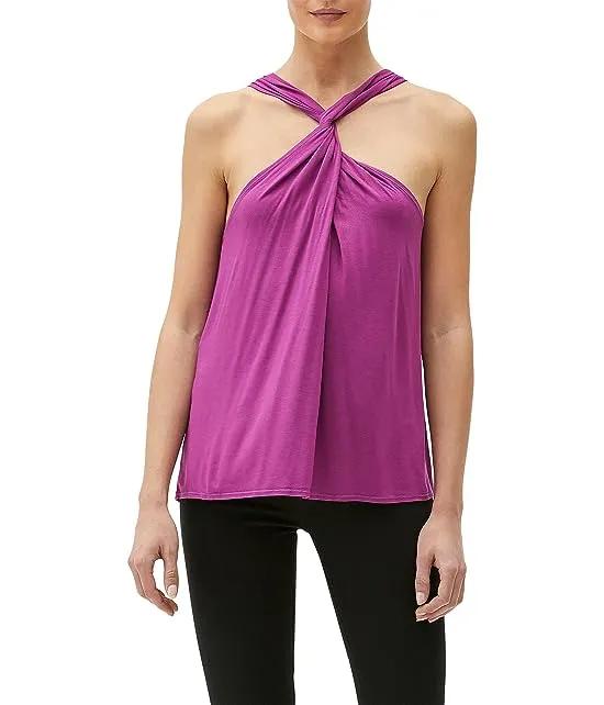 Cindy Luxe Jersey Front To Back Twist Halter Tank Top