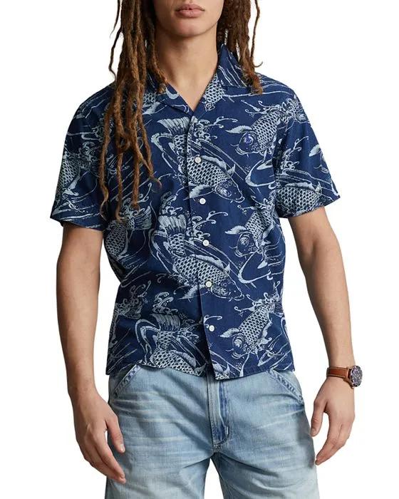 Classic Fit Koi Print Camp Shirt