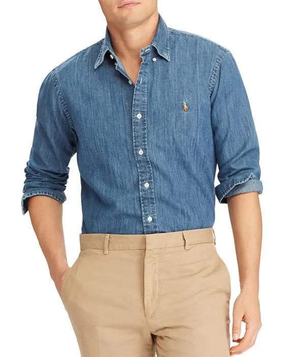Classic Fit Long Sleeve Denim Cotton Button Down Shirt