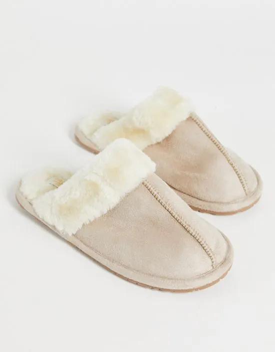 classic mule slippers in cream