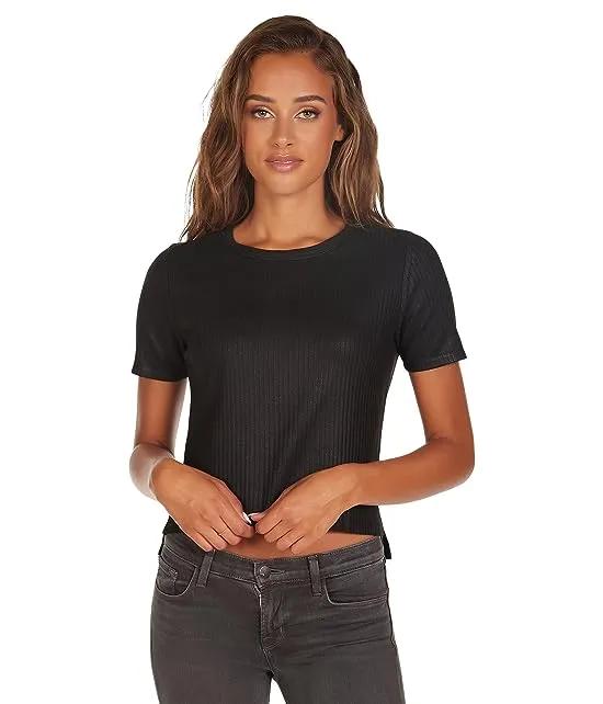 Clifford Short Sleeve Crop Tee with Side Slits & Coating