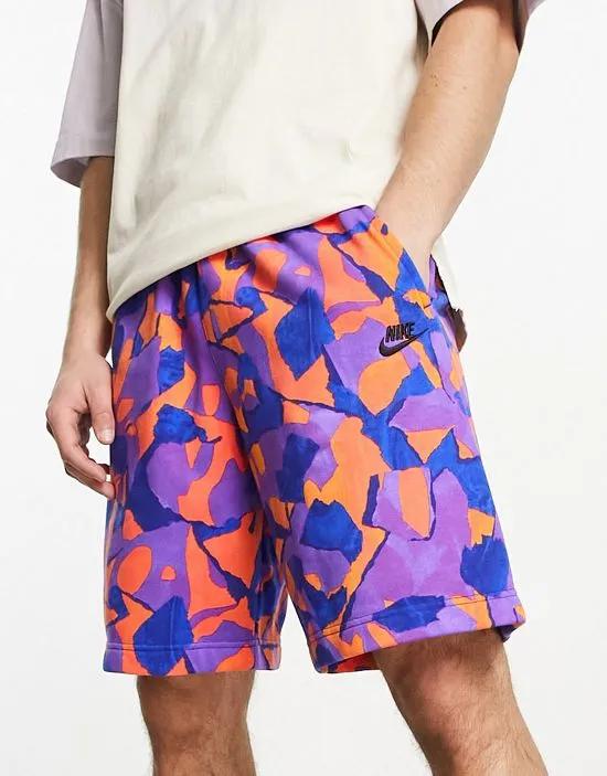 Club FT logo printed shorts in purple/blue