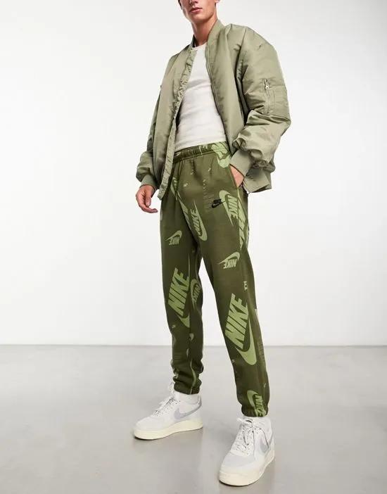 Club Plus logo print sweatpants in khaki