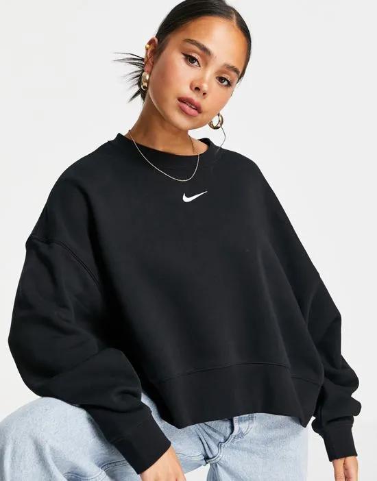 Collection Fleece oversized crew neck sweatshirt in black