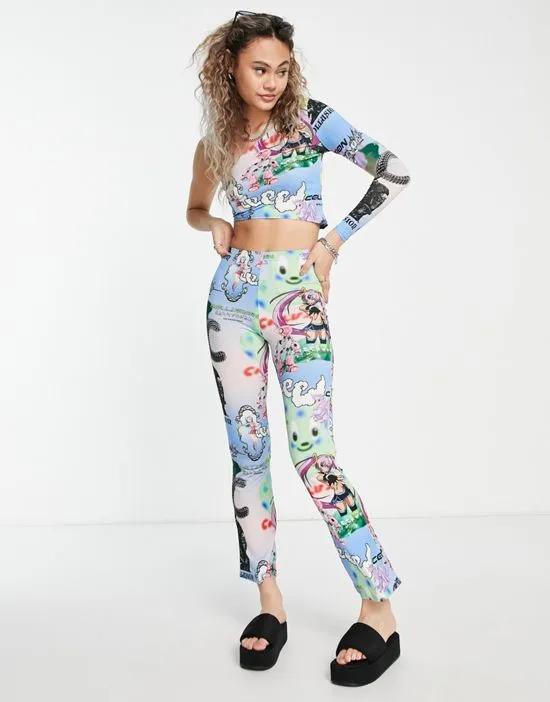 COLLUSION graphic print flare pants in multi - part of a set