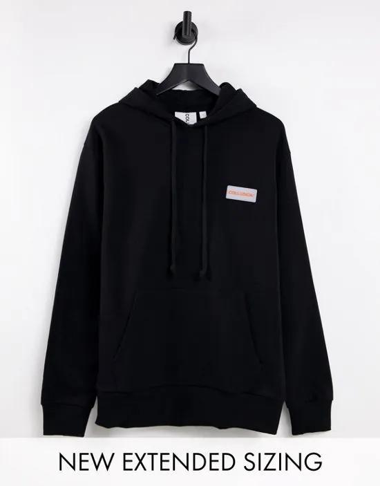 COLLUSION hoodie with branded tab in black