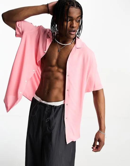 COLLUSION revere summer shirt in pink