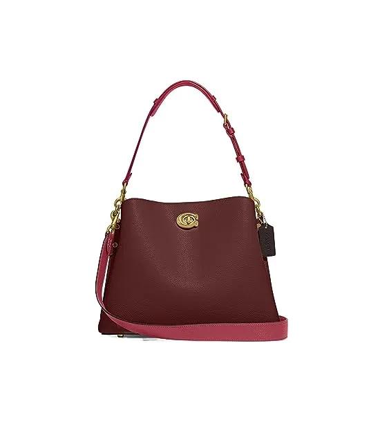 Color-Block Leather Willow Shoulder Bag