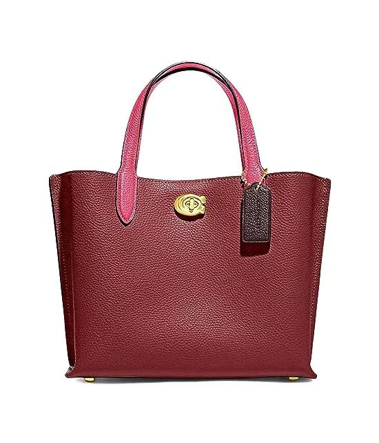 Color-Block Leather Willow Tote 24