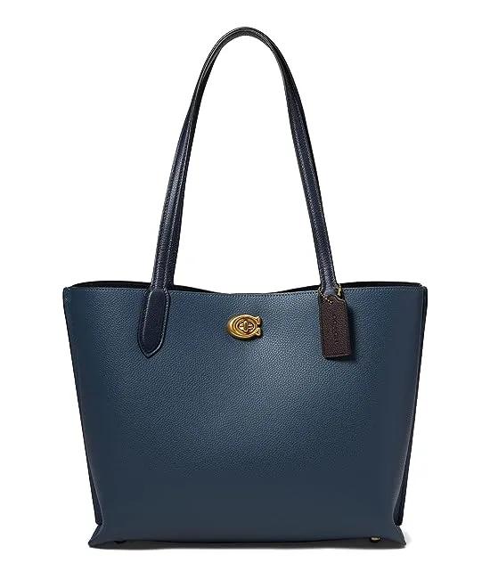 Color-Block Leather Willow Tote