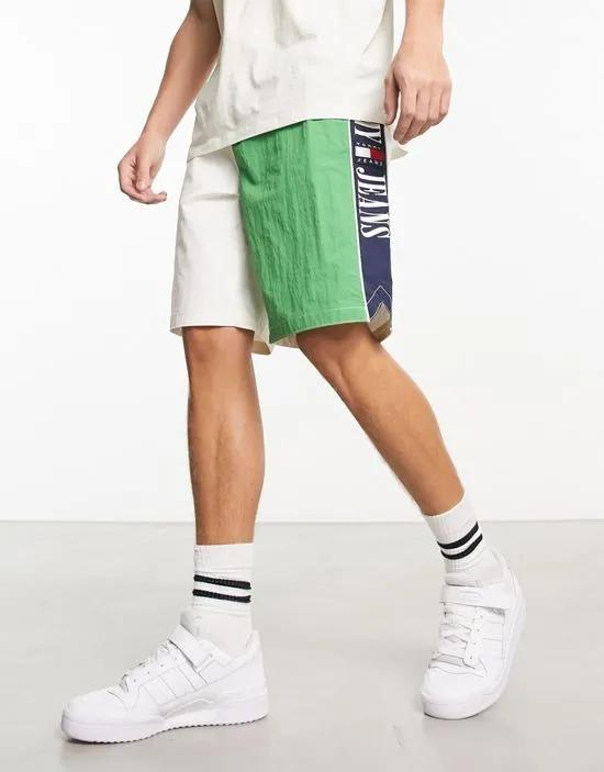 color block shorts in multi