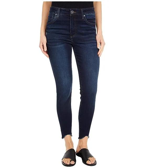 Connie High-Rise Ankle Skinny with Curve Raw Hem in Alter