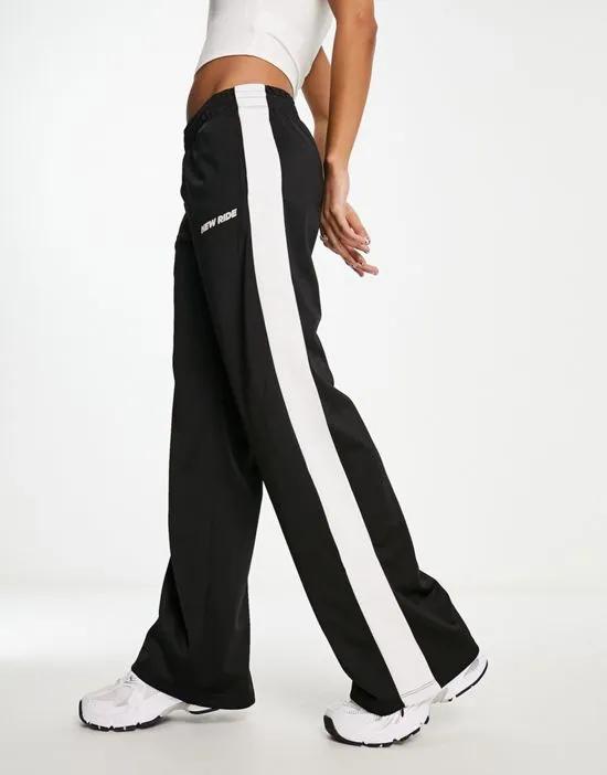 contrast panel track pants in black