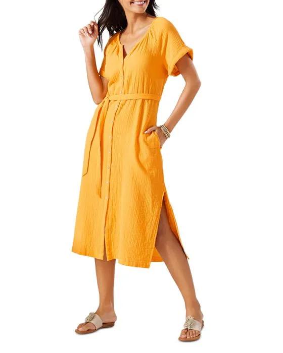 Coral Isle Cotton Midi Dress