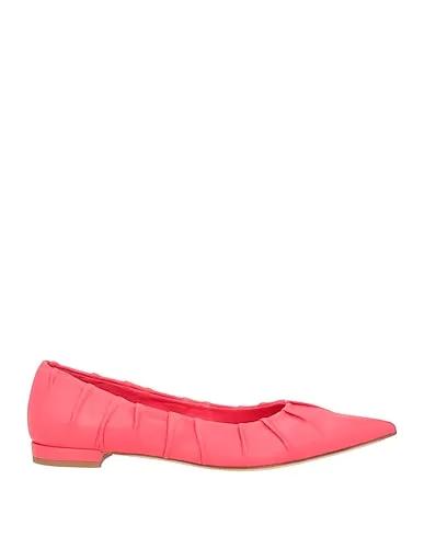 Coral Leather Ballet flats