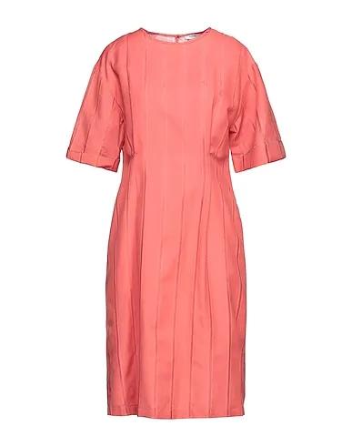 Coral Plain weave Midi dress