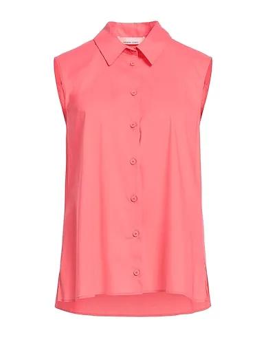 Coral Plain weave Solid color shirts & blouses