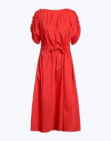 Coral Poplin Midi dress